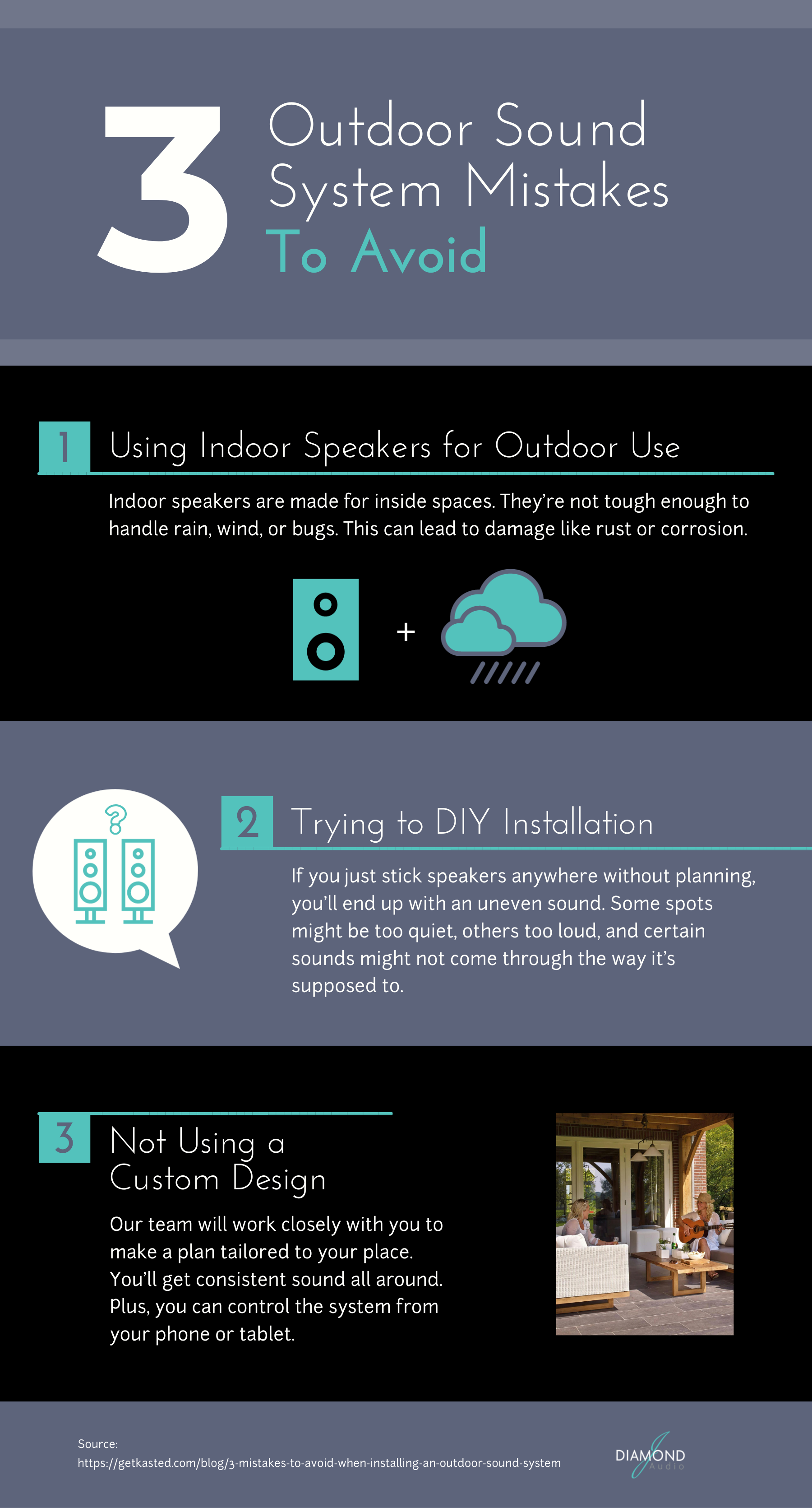 3 Outdoor Sound System Installation Mistakes to Avoid Infographic Diamond J Audio